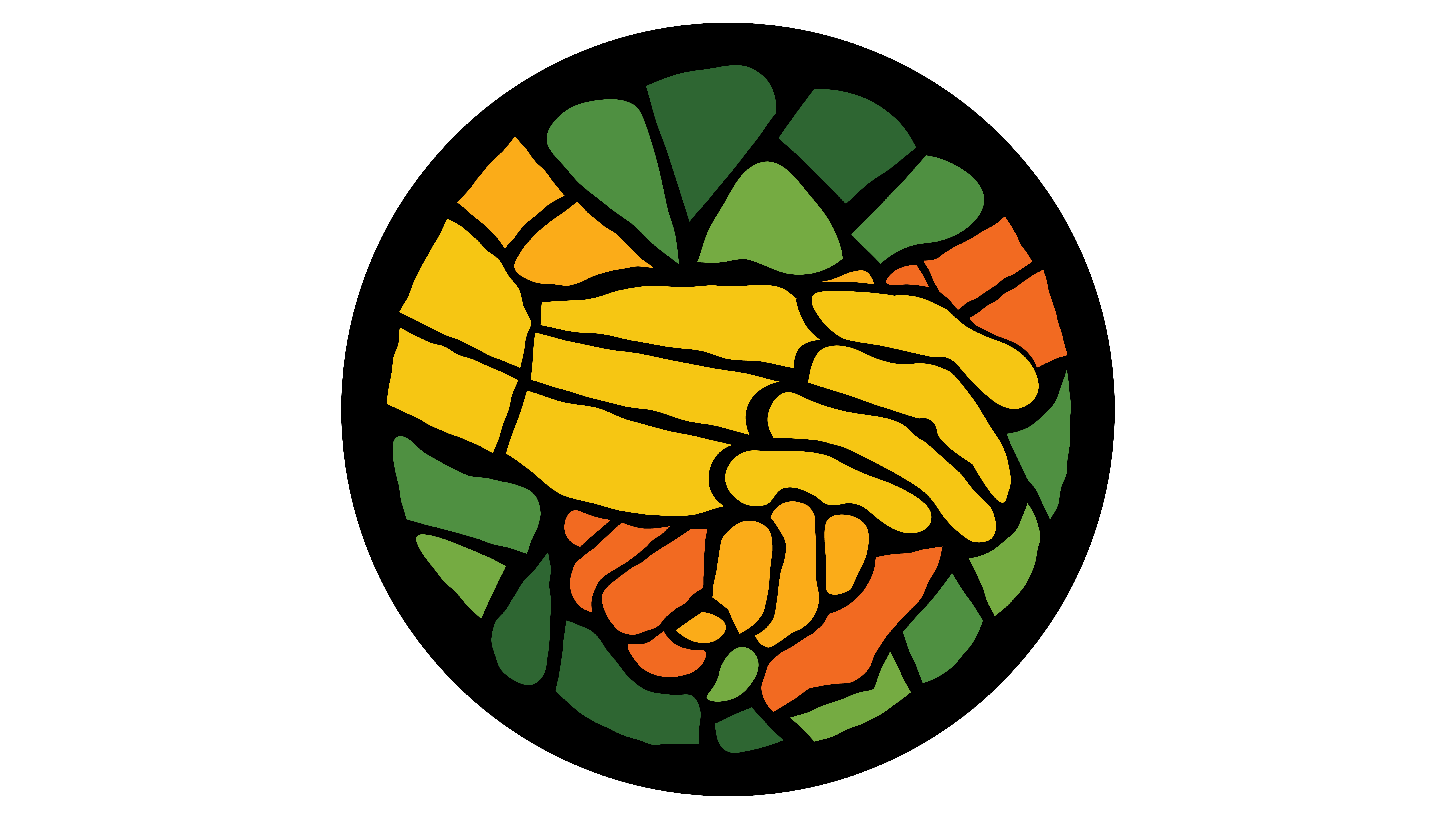 Image of two hands holding stylized to look like a stained glass window.